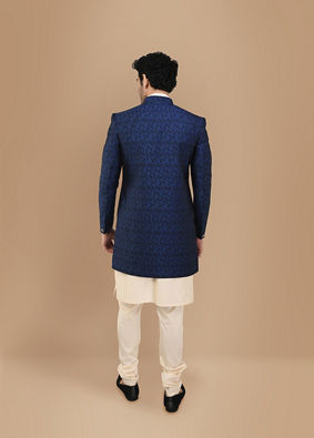 Alluring Blue Party Wear Indo Western Set image number 4